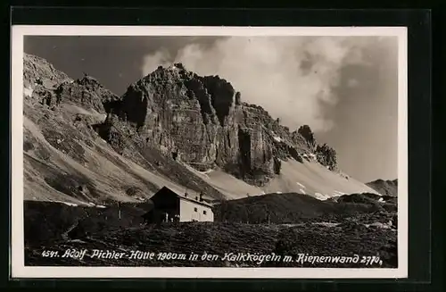AK Adolf Pichler-Hütte, Berghütte in den Kalkkögeln mit Riepenwand