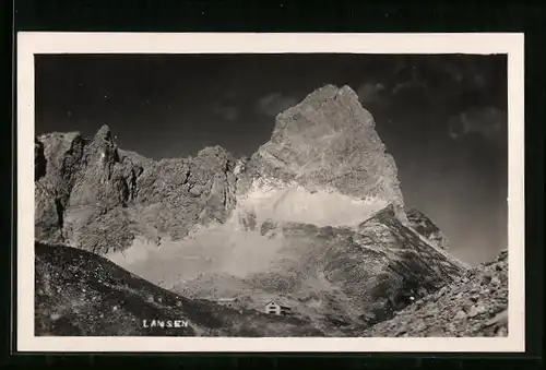 AK Lamsenjochhütte, Blick zur Berghütte