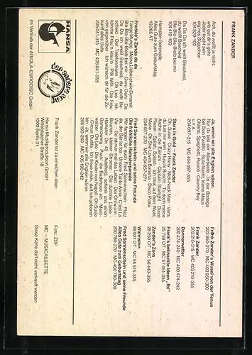 AK Musiker Frank Zander richtet den Finger zur Kamera