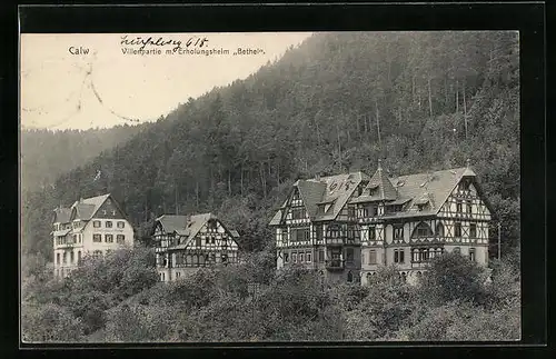 AK Calw, Villenpartie mit Erholungsheim Bethel