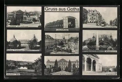 AK Gotha, Luftschiffhafen, Museum, Friedrichstrasse mit Strassenbahn