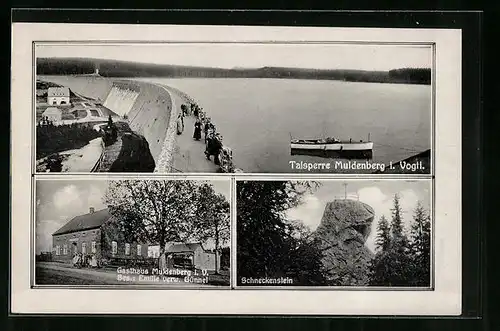 AK Muldenberg i. Vogtl., Gasthaus Muldenberg, Talsperre, Schneckenstein