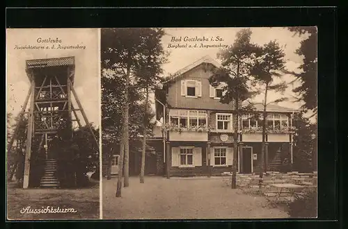 AK Bad Gottleuba i. Sa., Berghotel a. d. Augustusberg, Aussichtsturm