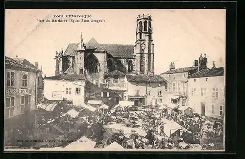 AK Toul, Place du Marché et l`Eglise Saint-Gengoult