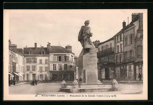AK Pithiviers, Monument de la Grande Guerre (1914-1918)