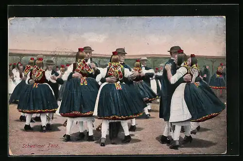 AK Paare in hessischen Trachten beim Schwälmer Tanz