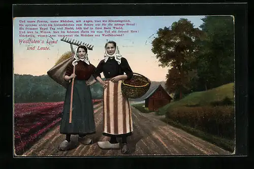 AK Zwei Bäuerinnen in Westfälischer Tracht