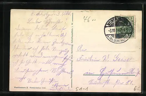 AK Westfalengruss, Junge Frau in Tracht winkt dem Schäfer zu, Westfalenlied