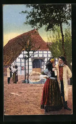 AK Zwei Paare in Landestrachten aus Minden und Umgebung