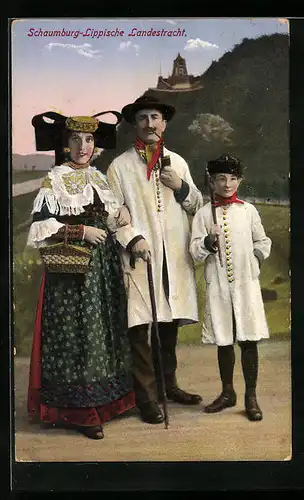 AK Familie in Landestracht Schaumburg-Lippe