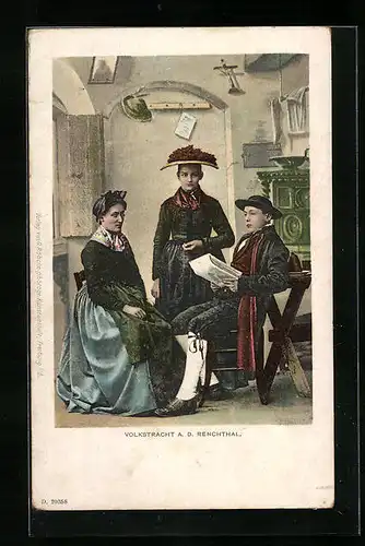 AK Zwei Frauen und ein Mann in Volkstracht aus dem Renchthal