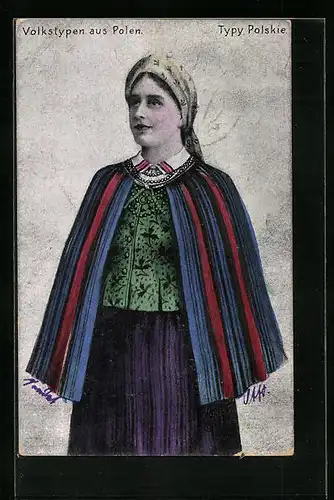 AK Volkstypen aus Polen, Frau in polnischer Tracht