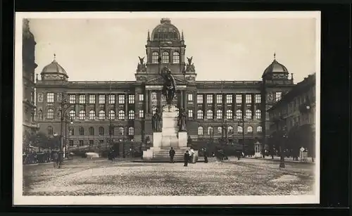 AK Prag / Praha, Zemské museum a socha sv. Václava