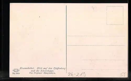 Künstler-AK Carl Ernst Morgenstern: Krummhübel, Blick auf den Pfaffenberg und die Schneekoppe