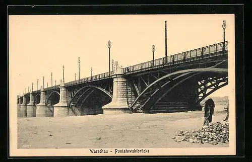 AK Warschau-Warszawa, am Ufer unter der Poniatowskibrücke