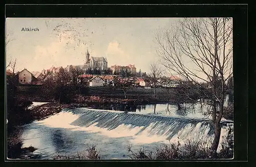 AK Altkirch i. E., an der Wasserschnelle, Stadtpanorama