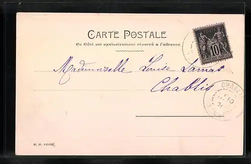 Künstler-AK M. Munk: Drei Damen in prachtvollen Kleidern beim Musizieren, ein kleines Segelboot