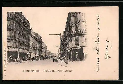 AK Saint-Mande, Grande Rue vers la Mairie