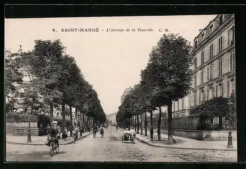 AK Saint-Mande, L`Avenue de la Tourelle, Radfahrer