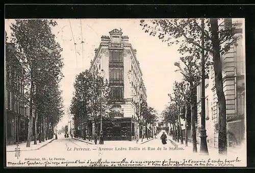 AK Le Perreux, Avenue Ledru Rollin et Rue de la Station