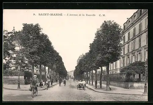 AK Saint-Mande, L`Avenue de la Tourelle, Radfahrer unterwegs
