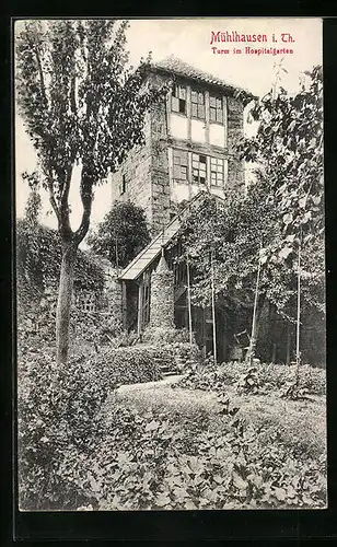 AK Mühlhausen i. Th., Turm im Hospitalgarten