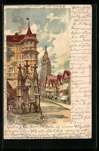 Künstler-AK P. Schmohl: Reutlingen, Stadtansicht