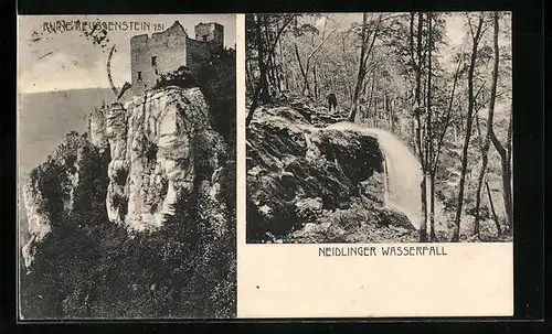 AK Neidlingen, Ruine Reussenstein, Neidlinger Wasserfall