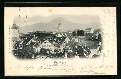 AK Reutlingen, Teilansicht aus der Vogelschau