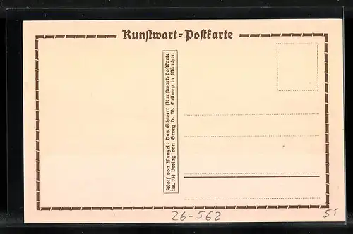 Künstler-AK Kunstwart: Das Schwert, Kämpfer wischt Blut mit Blättern vom Schwert