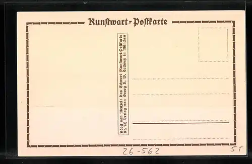 Künstler-AK Kunstwart: Das Schwert, Kämpfer wischt Blut mit Blättern vom Schwert