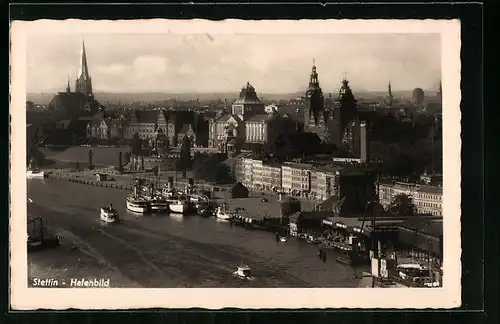 AK Stettin, Hafenpanorama