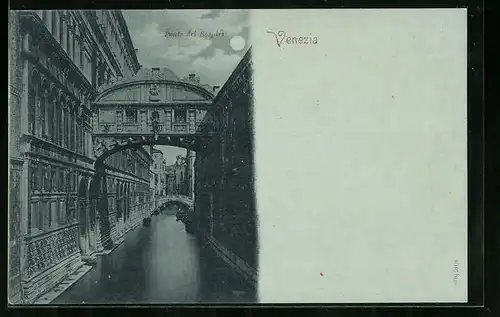 Mondschein-AK Venezia, Ponte dei Sospiri