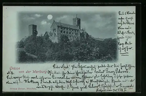 Mondschein-AK Wartburg, Gesamtansicht