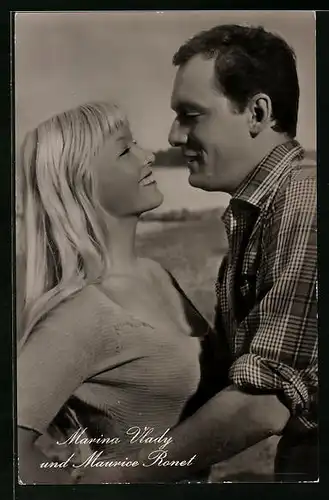 AK Schauspieler Marina Vlady und Maurice Ronet als Ina und Laurent in dem Film Die blonde Hexe