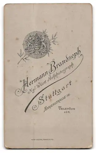 Fotografie H. Brandseph, Stuttgart, Marienstr. 36, Portrait eines elegant gekleideten Paares