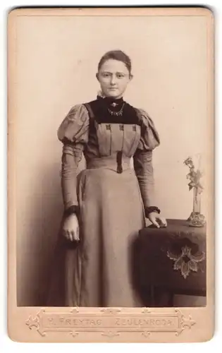 Fotografie H. Freytag, Zeulenroda, Portrait Else Fleischer als bildschönes Fräulein im Kleid