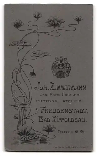 Fotografie Joh. Zimmermann, Freudenstadt, Portrait junger charmanter Mann mit Schnurrbart