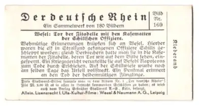 Sammelbild Stollwerck Schokolade, Serie: Der deutsche Rhein, Bild 169, Wesel, Tor der Zitadelle