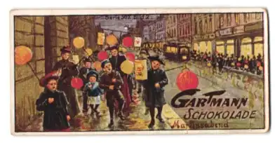 Sammelbild Gartmann Schokolade, Serie: 502, Bild 2, Kinderjahre, Martinsabend