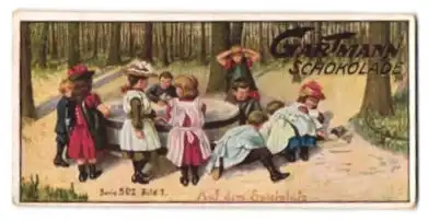 Sammelbild Gartmann Schokolade, Serie: 502, Bild 1, Kinderleben, auf dem Spielplatz