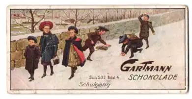 Sammelbild Gartmann Schokolade, Serie: 502, Bild 4, Kinderjahre, Schulgang