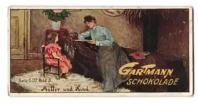 Sammelbild Gartmann Schokolade, Serie: 502, Bild 3, Kinderjahre, Mutter und Kind