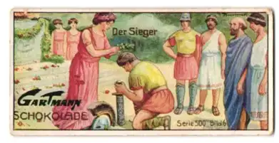 Sammelbild Gartmann Schokolade, Serie: 500, Bild 6, Griechische Kampfspiele, der Sieger
