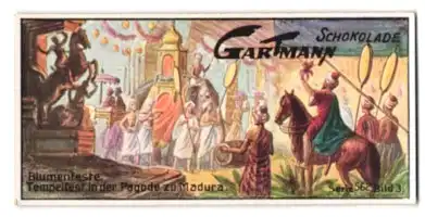 Sammelbild Gartmann Schokolade, Serie: 562, Bild 3, Blumenfeste, Tempelfest in der Pagode zu Madura