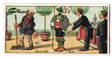 Sammelbild Gartmann Schokolade, Serie: 489, Bild 1, Fortunas Laune, Herr Stauberling