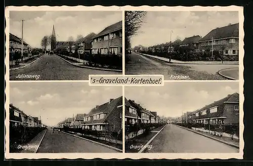 AK `s-Graveland-Kortenhoef, Kerklaan, Julianaweg, Oranjeweg
