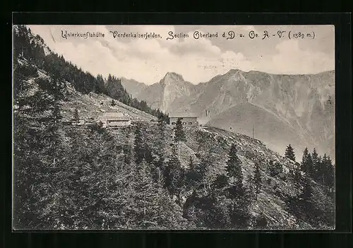 AK Berghütte Vorderkaiserfelden der Section Oberland d. D. u. Oe. A.-V.
