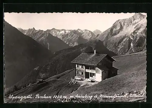 AK Penkenhaus, Berghütte mit Grinberg u. Zemmgrund, Zillertal