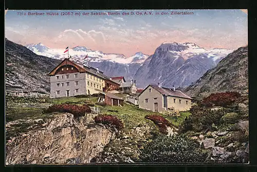 AK Berliner Hütte, Berghütte der Sektion Berlin des D. Oe. A. V. in den Zillertalern
